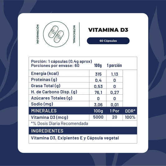 Vitamina D3 800 UI 60 Cápsulas - Karün Life