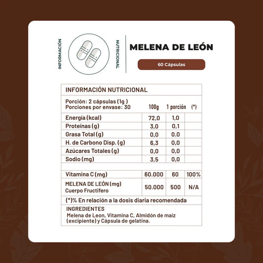 Melena de León Hongo - 60 Capsulas - Karún Life