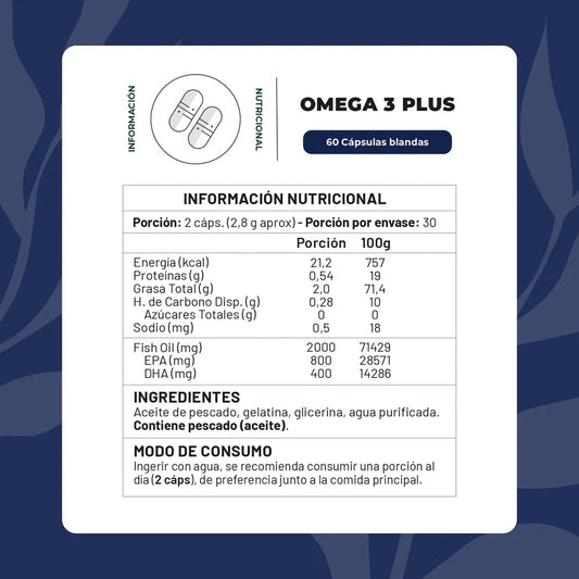 Omega 3 Plus 800 EPA y 400 DHA 60 Cápsulas - Karún Life