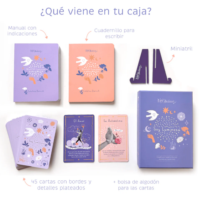 Cartas Soy Luminosa PAZ + Manual Mazo cartas inspiradoras - Oráculo y Autoconocimiento