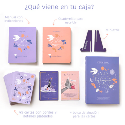Cartas Soy Luminosa PAZ + Manual Mazo cartas inspiradoras - Oráculo y Autoconocimiento