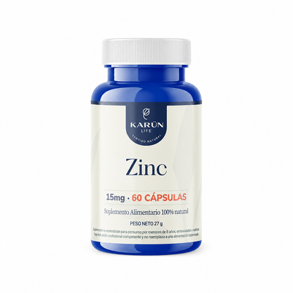 Zinc 60 Cápsulas 15mg - Karún Life