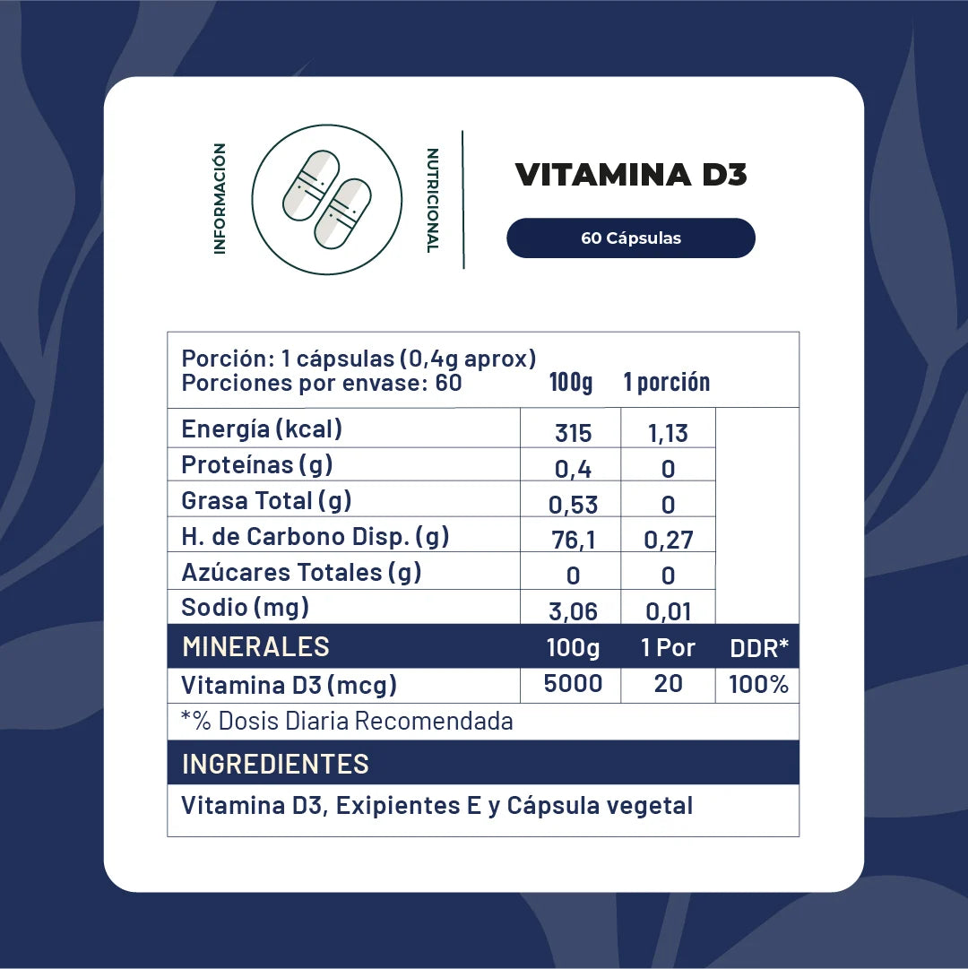 Vitamina D3 800 UI 60 Cápsulas - Karün Life