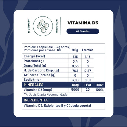 Vitamina D3 800 UI 60 Cápsulas - Karün Life
