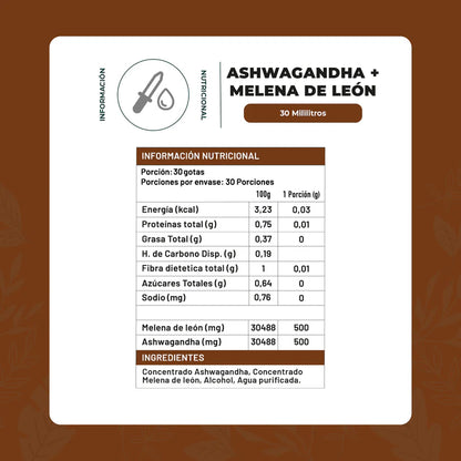 Melena de León + Ashwagandha Concentrado 30 Ml - Karün Life