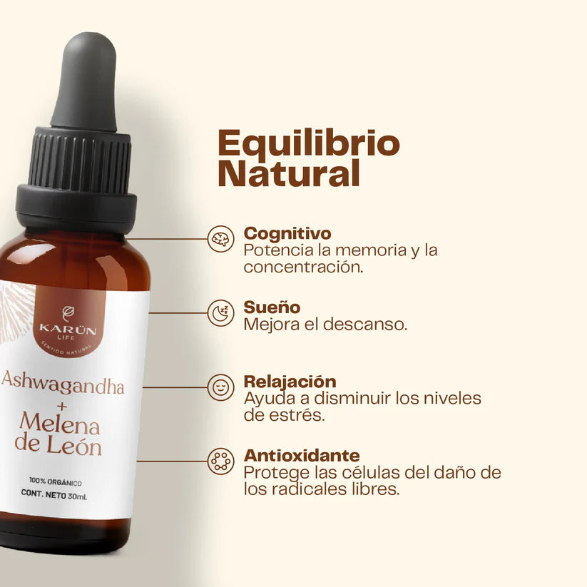 Melena de León + Ashwagandha Concentrado 30 Ml - Karün Life