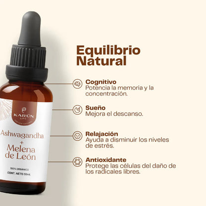 Melena de León + Ashwagandha Concentrado 30 Ml - Karün Life