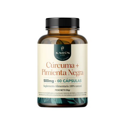 Curcuma + Pimienta 60 Cápsulas 500 Mg - Karün Life
