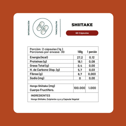 Shiitake 60 Capsulas 500 Mg - Karún Life