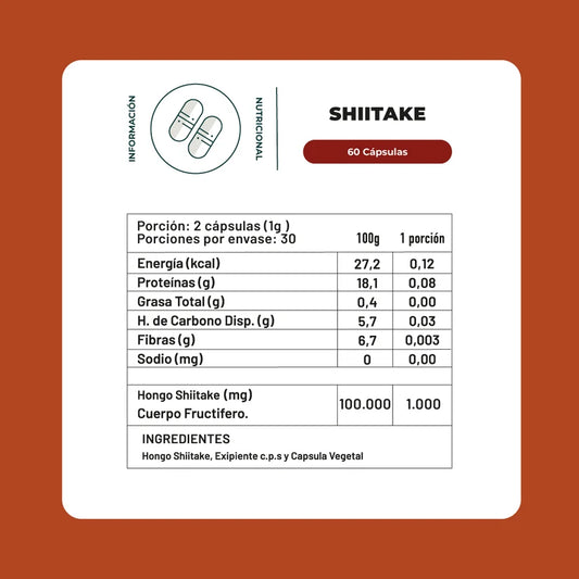 Shiitake 60 Capsulas 500 Mg - Karún Life