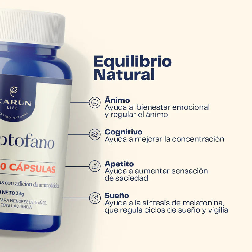 L-Triptófano 100 Mg 60 capsulas - Karún Life