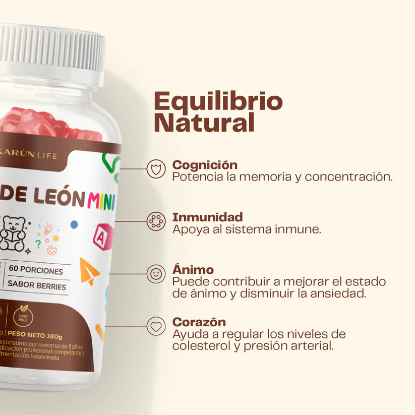 Hongo Melena de León Mini 60 Gomitas - Karun life