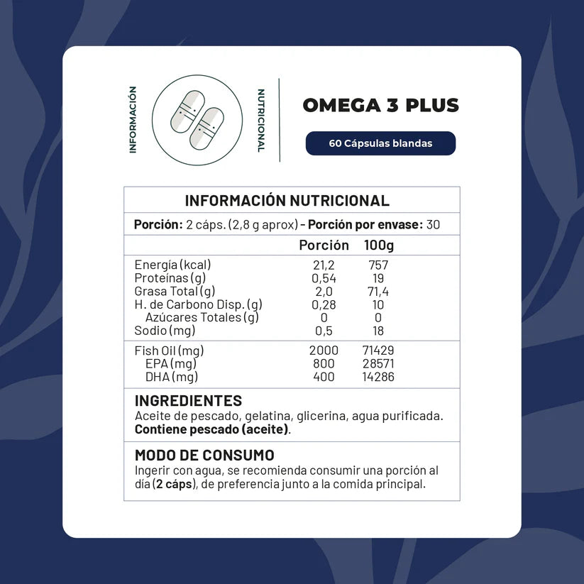 Omega 3 Plus 800 EPA y 400 DHA 60 Cápsulas - Karún Life