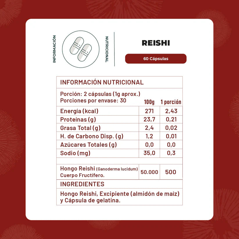 Reishi Hongo 500 Mg 60 Capsulas- Karún Life