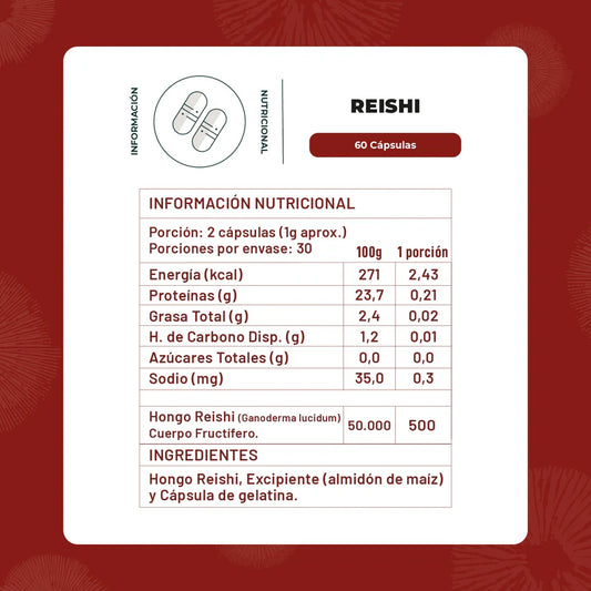 Reishi Hongo 500 Mg 60 Capsulas- Karün Life