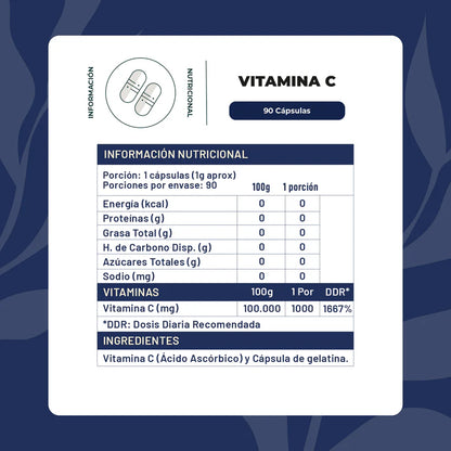 Vitamina C 90 Capsulas 1000 Mg - Karún Life