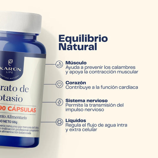 Citrato De Potasio 60 Capsulas 750 Mg - Karún Life